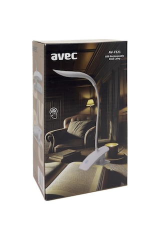 Aec Av-7221 Usb Şarjlı Masa Lambası Beyaz Işık Klipsli Lamba