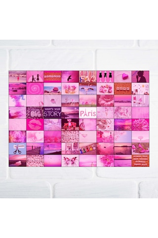 Pinterest Aesthetic Pembe Duvar Posteri Kolaj 64 Adet 10x15 Cm