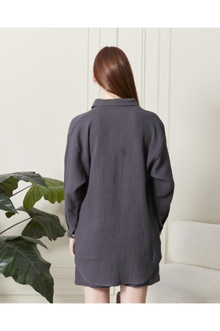 Soft Koton Kumaş Şort Gömlek Takım-3300-antrasit Antrasit