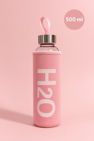 Kılıflı Cam Matara 500 Ml Pembe