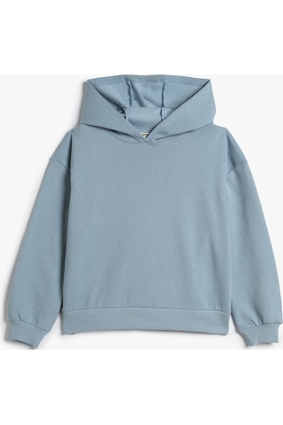 Koton Basic Kapşonlu Sweatshirt Uzun Kollu Pamuk Karışımlı Mavi 4wkg10326ak 4WKG10326AK647 Mavi