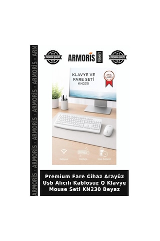 Premium Fare Cihaz Arayüz Usb Alıcılı Kablosuz Q Klavye Mouse Seti Kn230 Beyaz Diğer