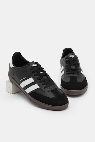 Tonny Black Termo Taban Yanı Şeritli Bağcıklı Unisex Siyah Beyaz Spor Ayakkabı Tbzer020 Siyah Beyaz