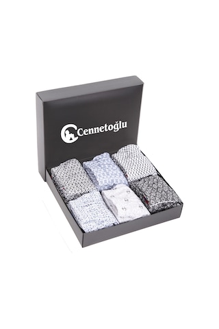 Erkek 6'lı Karışık Desenli Düğmeli Rahat Boxer Şort Siyah