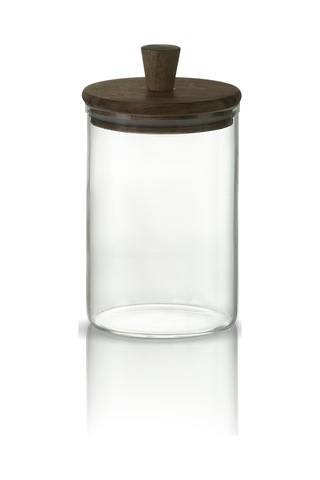 3'lü Silindirik Sap Akasya Kapaklı Yüksek Borosilikat Cam Saklama Kavanozu Seti - 500ml - 1000ml - 1500ml Çok Renkli