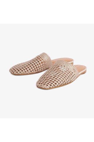 Tommy Hilfiger Crochet Metallic Leather Mule Kadın Kahverengi Terlikfw0fw08606