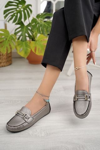 Khayt Daisy Casual Günlük Kadın Babet Ayakkabı Platin