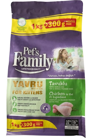 Pet's Family Super Premium Tavuklu Yavru Kedi Maması 1300 G