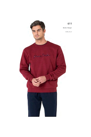 Pierre Cardin 6115 Erkek Uzun Kollu Bisiklet Yaka Üç İplik Eşofman Takımı-bordo Bordo