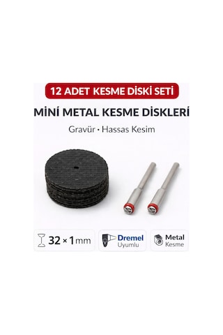 Senbang Gravür Metal Kesme Mini Disk Seti 32x1 Mm Dremel Uyumlu Kesme Diski 12 Parça