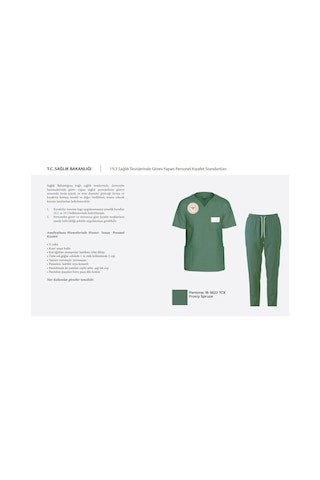 Unisex Ameliyat Yeşil Scrubs Üniforma Takım Frosty Spruce Sağlık Bakanlığı Yeni Yönetmeliğe Uygun Yeşil