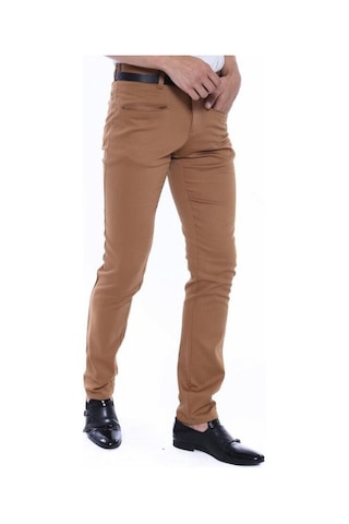 Desenli Slim Fit Pamuk Taba Erkek Pantolon - Wessi Siyah