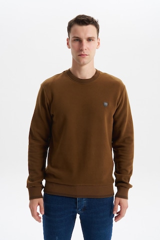 AR-MA Arma Erkek Regular Fit Örme Selanik Sweatshirt %65 Pamuk %35 Polyester, Karbon Fırçalı, Basic Bisiklet Yaka K30124699002 Kahverengi-k7