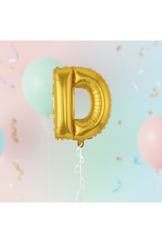 Runaway Altın D Harf Balon 1 Metre Parti Dekoru Çok Renkli