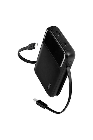 Ttec 2bb215s Recharger Pro Lcd 10.000 Mah Pd 22,5w Lightning Ve Usb-c Dahili Kablolu Taşınabilir Hızlı Şarj Aleti Siyah