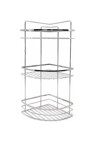 K13-013 Lamalı 3 Katlı & Üçgen Krom Metal Banyo Köşelik & Duşkabin Raf 12'li Paket