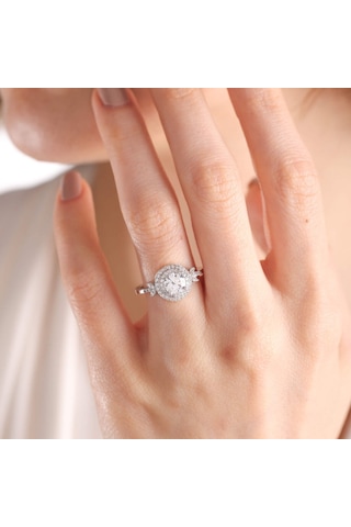 Beyaz Altın Tektaş Yüzük Lava Form 527159828