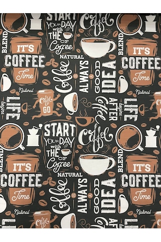 Coffee Kahve Desenli Kumaş Kırlentlik Döşemelik Kumaş Dijital Bas