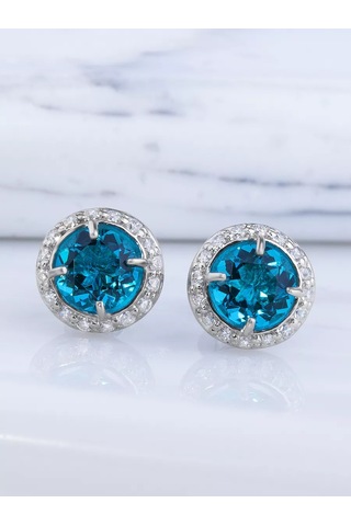 Alekseev Jewellery 925 Aylık Gümüş Topaz Taşlı Pırlanta Küpeler 250099433 Diğer