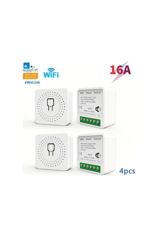 Motion003 4 Adet 16a Mini Akıllı Wifi Anahtarı Alexa Google Home Uyumlu Ewelink Otomasyonu L