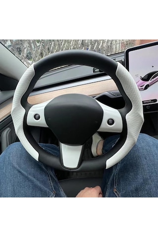 Yaleker Tesla Model 3/y/s İçin Süet Kumaş Direksiyon Kılıfı - Ultra İnce, Karbon Fiber Desenli, Kayma Engellli, Hava Geçirgen, Tüm Hava Koşullarında Koruyucu Diğer
