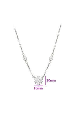 Zirkon Taşlı Kar Tanesi Motifli Platin Kaplama Kadın Kolye Silver