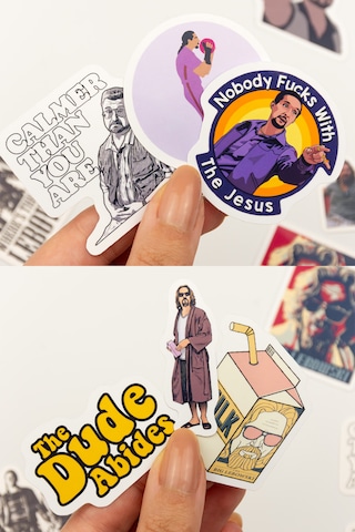 Big Lebowski Sticker Paketi 16 Parça Kaliteli Su Geçirmez Etiket Seti Çok Renkli