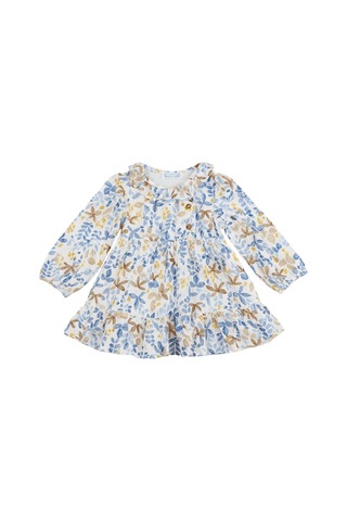 Çiçekli Kız Çocuk Elbise St09553 Mavi