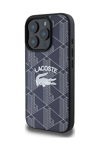 Apple iPhone 16 Pro Max Uyumlu Kılıf Lacoste  Lisanslı Magsafe Özellikli Mono Vintage Logo Lacivert