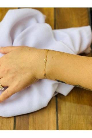 Mor Takı Minimal Kelebek Detaylı Çelik Bileklik