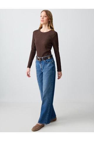 Jimmy Key Mid Rodeo %100 Pamuk Rahat Kesim Yüksek Bel Bol Paça Denim Pantolon 5sw183560986 Çok Renkli