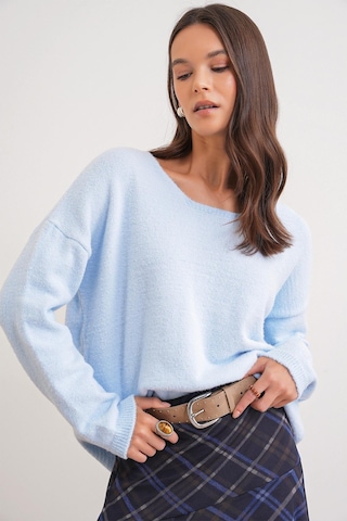 6901 Kadın Yumuşak Dokulu Basic Kazak Bebe Mavi Bebe Mavi