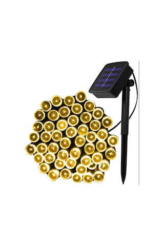 Sge Teknoloji Güneş Enerjili 100 Led 12 Metre Sarı Renk Bahçe Ayd Çok Renkli
