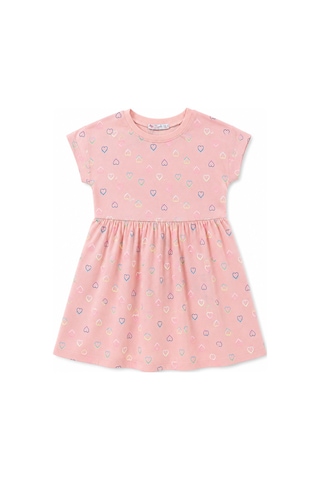 Babyhola 5-8 Yaş Kız Çocuk %100 Pamuk Yazlık Penye Elbise 09362 Somon