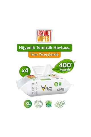 Vebox Easy Wet Wipes Yüzey Temizleme Havlusu 4x100 400 Yaprak