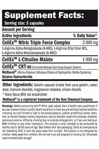 Amix Nitric Oxide Arginine Booster 350 Caps Aromasız