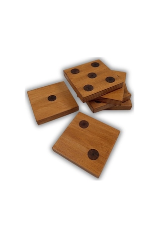 Zar Tasarımlı 6lı Ahşap Bardak Altlığı 10x10cm Acı Kahverengi