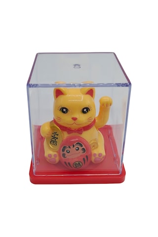 Maneki Neko El Sallayan Mini Şans Kedisi Krem Solar Güneş Enerjili 5x5cm S4krm04