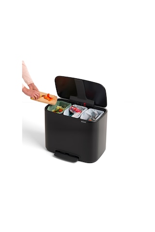 Brabantia Bo Matt Black Pedallı Çöp Kutusu 3x11lt Siyah