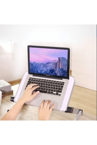 Soğutuculu Yükseklik Ayarlı Laptop Standı Çalışma Masası Laptop Yükseltici Fanlı Tüm Laptoplar İle Uyumlu