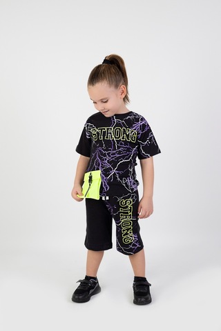 Erkek Çocuk Strong Baskılı Kısa Kollu Şortlu Basic Takım 2-5 Yaş 001