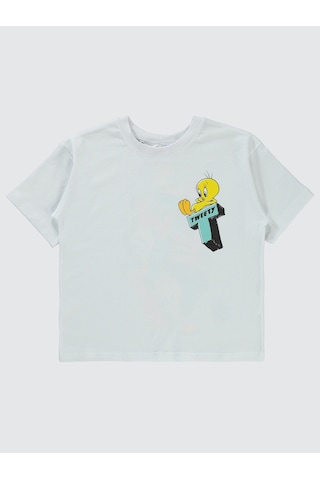 Tweety Kız Çocuk Tişört 6-9 Yaş Beyaz Beyaz