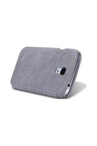 Nillkin İ9500 Galaxy S4 İle Uyumlu Nillkin Ağaç Dokulu Kapaklı Kılıf Gri
