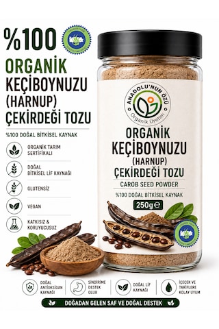 Harnup Unu 250 Gr Organik Keçiboynuzu Tozu Organik Katkısız Yoğun Aromalı Glutensiz Lif Ve Mineral Kaynağı