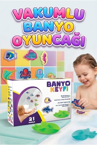 Vakumlu Plastik 20 Parça Sevimli Deniz Canlıları Eğitici Oyuncak Banyo ve Havuz Seti