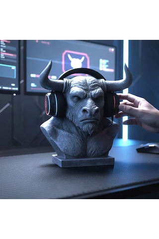 Happy3dworld Minotor Büstü Kulaklık Standı, 3d Baskı Mitoloji Gaming Dekor