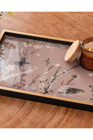 Lexroo Sweet Spring Dekoratif Tepsi 31x46 Cm Beyaz