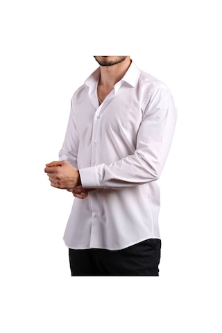 Dicotto Beyaz Dar Kesim Slim Fit Uzun Kol Düz Renk Erkek Gömlek - 151-1 001