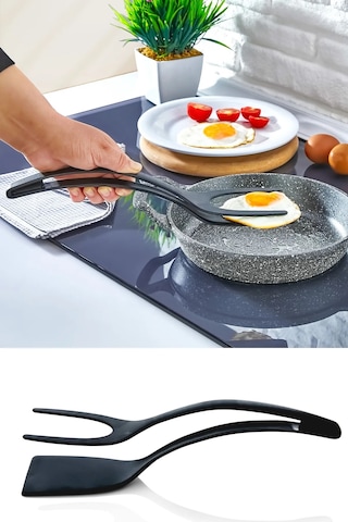 Pratik Yanmaz Yapışmaz Teflon Maşalı Spatula 220 Dereceye Dayanıklı Teflon Servis Set 1 Adet