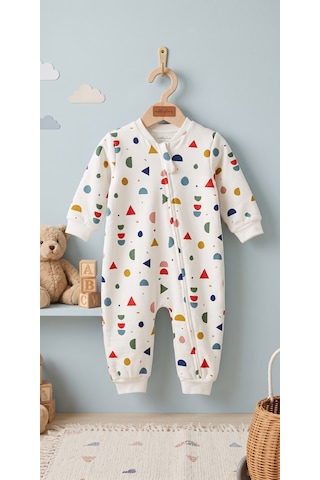 Motherlove Çocuk Uyku Tulumu 1.5 Tog 2-5 Yaş Fermuarlı Pamuklu Kumaş Beyaz - Kırmızı